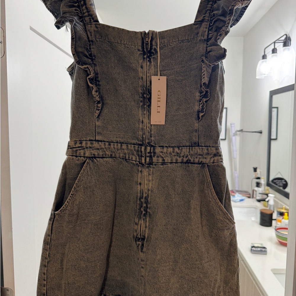 Women’s Gilli Blue Denim Romper Sz L NWT